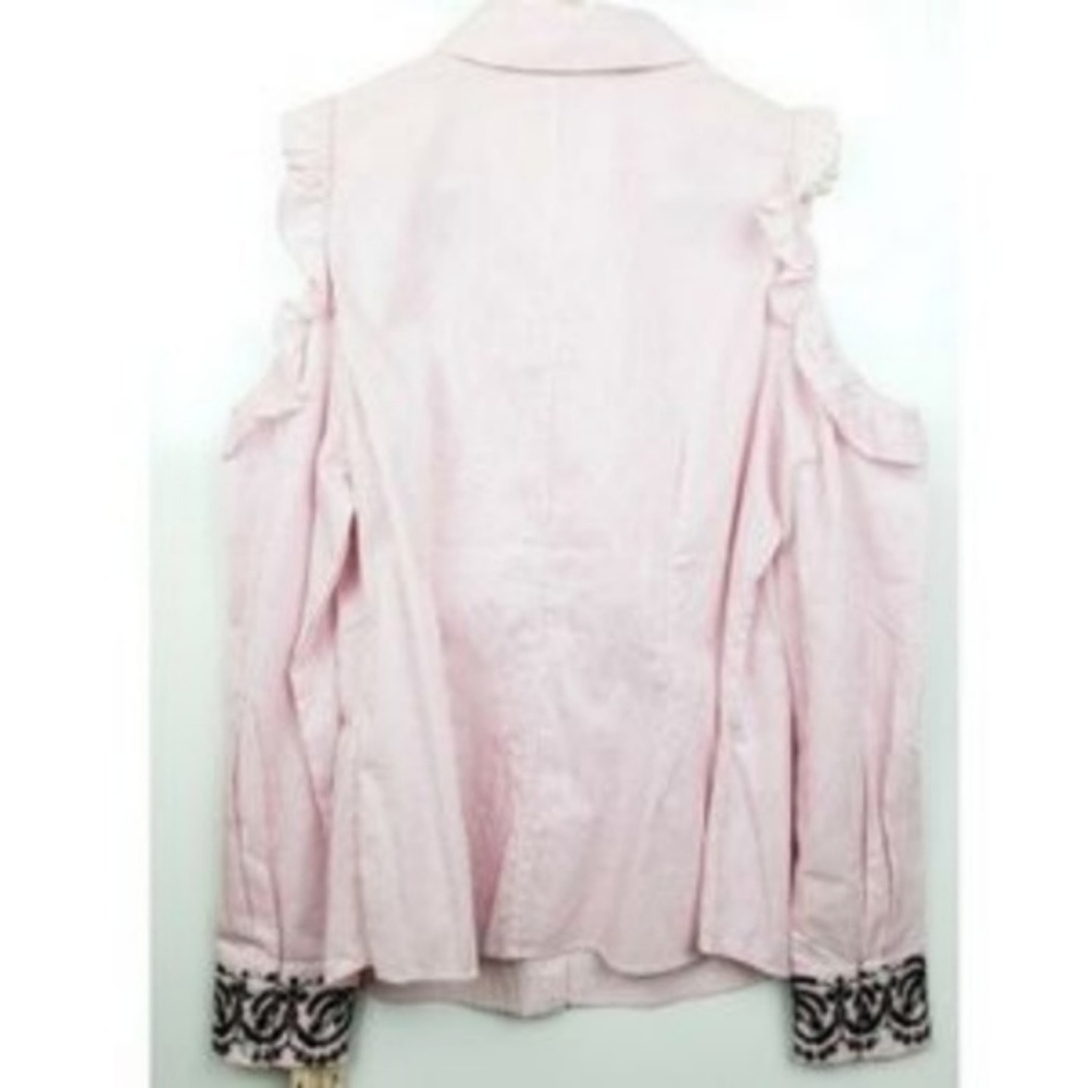 Nanette Lepore Open Shoulder Striped Blouse - Picture 4 of 5